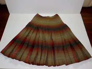 Vintage Womens Pendleton Plaid Skirt Red Brown Pleated Virgin Wool Talon Zipper - Picture 1 of 11