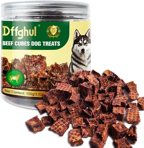 Dog Beef Treats, Rawhide Free Grain Free Snack Chewy Beef Cubes for Dogs Natural - Picture 1 of 8