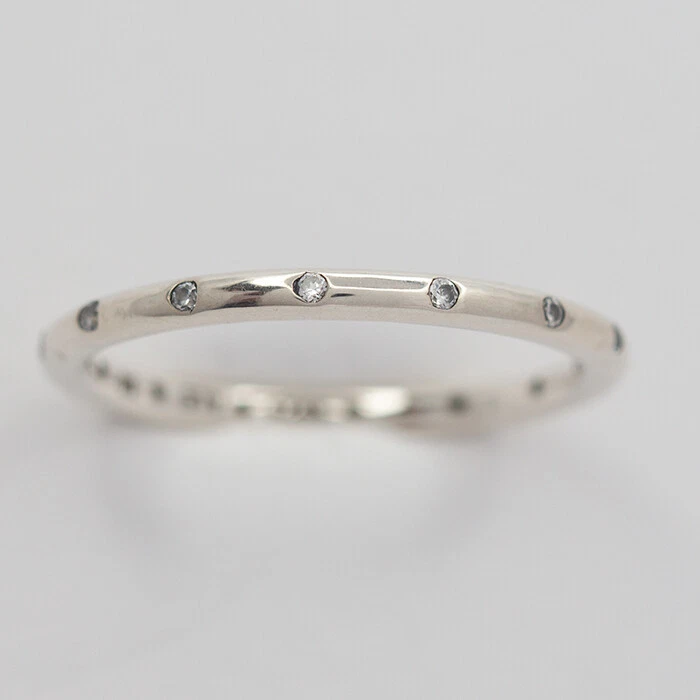 Authentic PANDORA Ring Droplets Size 58 190945cz W & Suede Pouch