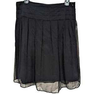 NWT Banana Republic Silk Flowy Mini Skirt sz 6 Black Pleated $98  - Picture 1 of 9