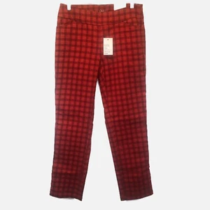 Neu Croft & Barrow Damenhose 6 Reg rot kariert mühelos anziehbar Stretch neu mit Etikett - Bild 1 von 9