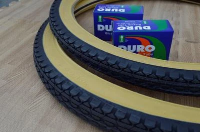 DURO Two (2) Beach Cruiser 26x2.125 Bicycle Tires & Inner tubes Diamond Gum Wall BMX