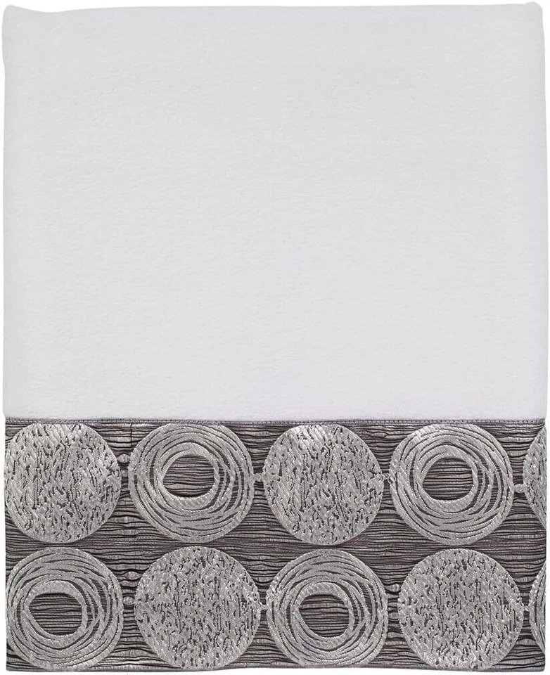 AVANTI 28" x 55"  Galaxy Circles Bath Towel, White/Silver (NWT) - Image 1 of 1