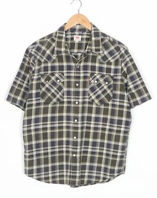 LEVI’S Western Flannel Shirt Hombres Talla XL Manga Corta Snap VR2771 - Imagen 1 de 4