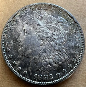 Uncirculated 1882-S Silver Morgan Dollar, Beautiful Toning, Better Date - Picture 1 of 3