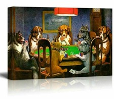 Pokers Dogs Playing Cards by C. M. Coolidge Canvas Wall Art Print