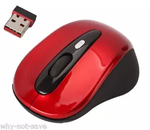 Red Wireless Optical mouse with Mini usb receiver for Dell Toshiba Apple Laptop - Picture 1 of 3