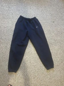 Nike Sweatpants Men’s Medium Blue Swoosh Cuffed Joggers Athletic 90s USA Vintage - Picture 1 of 10