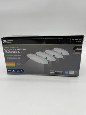 Commercial Electric Ultra Slim Integrated LED 4” Recessed Lights 4 Pack 91470 - Image 1 of 4