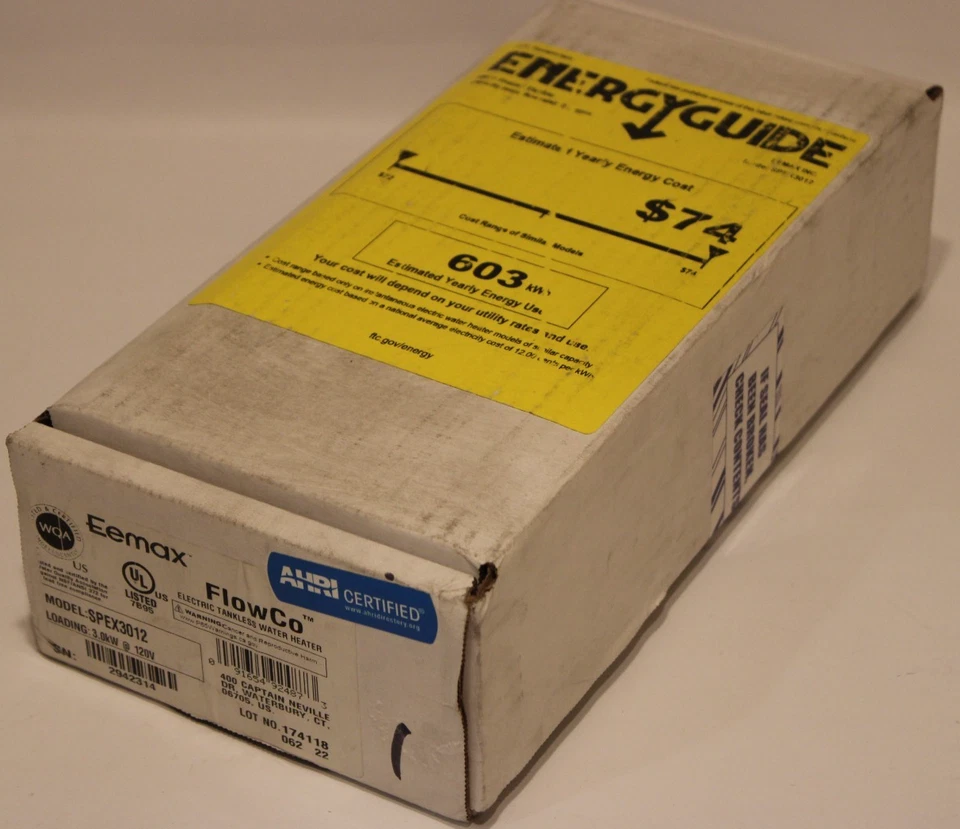 Eemax SPEX3012 - 3,0 кВт @ 120 В переменного тока, 25 ампер электрический безрезервуарный водонагреватель - Изображение 1 из 2