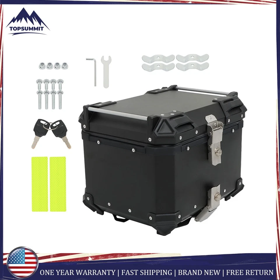 Aluminum 45L Motorcycle Trunk Top Case Scooter Luggage Storage Tour Tail Box US - Image 1 of 4
