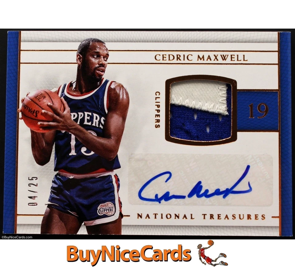 2016 Cedric Maxwell National Treasures Bronze Game Worn Patch Auto /25 # 2 - Image 1 of 2
