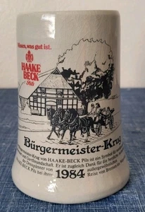 Vintage • Haake Beck • Burgermeister-Krug 1984 • 0,5L Steinzeug Bierstein • Top Zustand - Bild 1 von 9