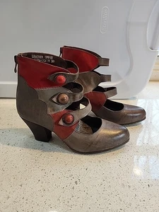 Zapatos Spring Step L'Artiste Talla 38 Zapatos con Tiras Rojo Gris Otoño Cuero - Imagen 1 de 14