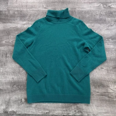 Suéter Talbots Pure Cashmere cuello alto manga larga verde Navidad para mujer talla MP Foto 1 de 4
