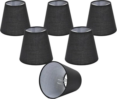 Conjunto de 6 candelabros Clip-On linho preto pequeno império para candelabros E12 - Imagem 1 de 4