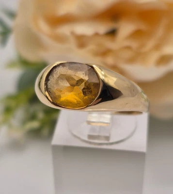 9ct Gold Citrine Signet Ring, Size P, London Hallmarks, Excellent Condition - Image 1 of 4
