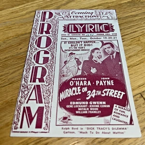 1947 MOVIE PROGRAM BROCHURE w/ Movie Poster Images MIRACLE ON 34th St / 9 Movies - Picture 1 of 4