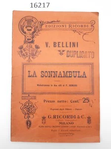 Libretto opera Bellini La sonnambula Ricordi senza data - Imagen 1 de 5