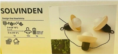 IKea SOLVINDEN LED Cadena 12 Luces Exterior Alimentado por Energía Solar Mini Linterna Beige Nuevo Foto 1 de 2