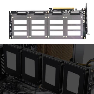 NEW U.2 SSD to PCIe X16 Adapter PCIE 4.0 to 4 Disk U.2 SFF-8639 SSD Riser Cardiu - Picture 1 of 10