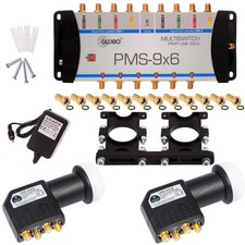 Multischalter Multiswitch 9/6 9x6 2 Sat + Quattro LNB LNC 0,1dB FULL HDTV 3D 4K