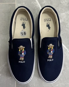 Polo Ralph Lauren Keaton Bear Slip-On Men's Navy Casual Lifestyle Sneakers 9.5US - Picture 1 of 7