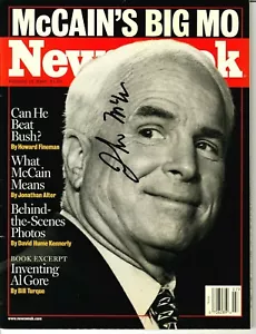 RARO "Senador de Arizona" John McCain revista Newsweek firmada a mano con fecha 2000 certificado de autenticidad - Imagen 1 de 2