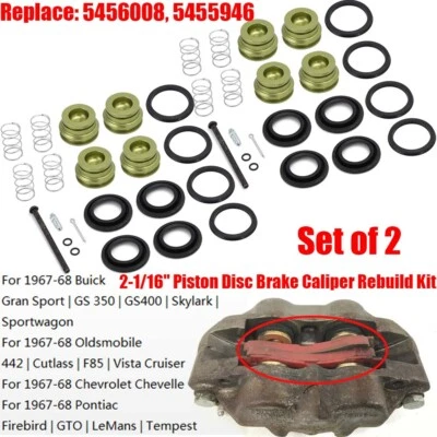 Kit de reconstrucción de pinza de freno de disco de 8 pistones para 67-68 Buick Gran Sport GS 350 GS400 Foto 1 de 4