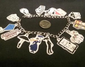 Mary Poppins charm Bracelet Bert, Carousel hourse, lets go fly a kite 14 Charms - Picture 1 of 4