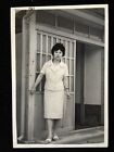 #4514 Japanese Vintage Photo 1940s / woman wooden door front door