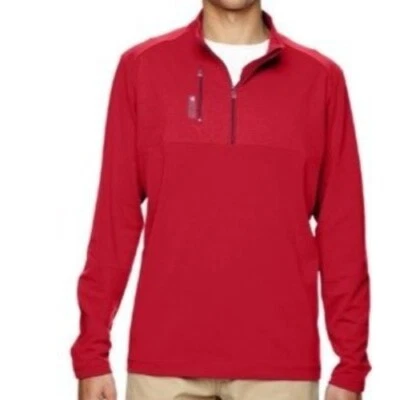 Pulôver Adidas Golf vermelho Climalite com zíper desempenho manga longa NOVO grande - Imagem 1 de 4