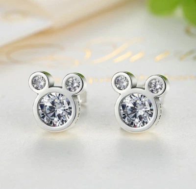 Aretes de Mickey Mouse enchapados en plata para mujer 23-7 Foto 1 de 4