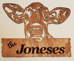 Personalized Cow Family name Sign. Elegant Home decor plaque - Picture 1 of 5