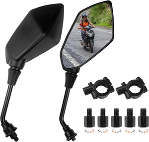 Coppia Specchietti Moto Manubrio, Retrovisore Universale Con 22Mm Morsetto, 8Mm - Foto 1 di 12