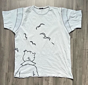 Vintage Tintin XXL Tee Top T-shirt Hergé Moulinsart Light Blue Adventures Retro - Picture 1 of 18