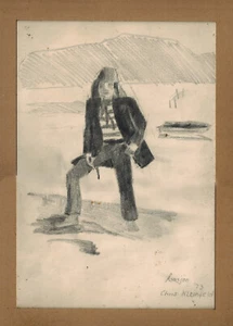 Flüchtige Skizze Bleistift Zeichnung 1973 Christian Kleinfeld - Bild 1 von 1
