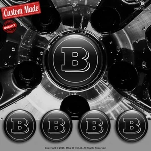 Brabus Decals Set of 4 3D Gel Silicone Center Wheel Caps Stickers - Bild 1 von 3