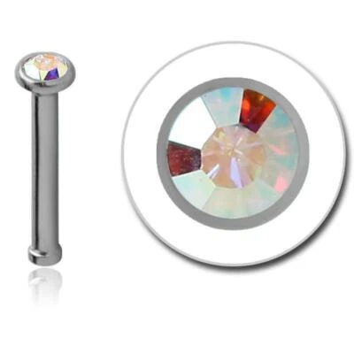 Titan Nasenstecker Glitzerstein gerade Nasenpiercing 1,0 mm - Bild 1 von 4