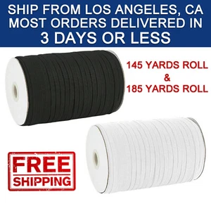 1/4 Inch BLACK WHITE 145 - 185 Yards Thin Elastic Band Trim for DIY Face Masks - Picture 1 of 1