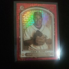 2020 Bowman Chrome IVAN RODRIGUEZ Farm to Fame Red Mojo Refractor 1/5 Case Hit🔥
