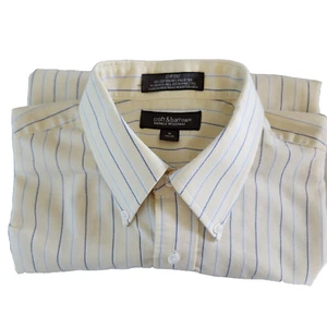 Croft & Barrow Men's 16 34/35 Collared Long Sleeve Oxford Shirt Yellow Striped - Picture 1 of 8