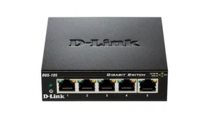 D-Link Switch DGS-105 5-Port Gigabit QoS Switch Metal Chassis Jumbo Frames - Picture 1 of 4