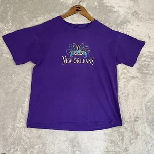 Vintage 90s Embroidered New Orleans Mardi Gras T-Shirt Womens Size Large - Picture 1 of 13