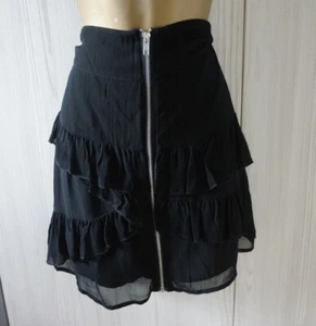 Sexy Short Black Chiffon Floaty Lace Dressy Party Skirt Size 10/12 32" W - Picture 1 of 6