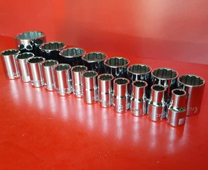 NEW CRAFTSMAN TOOLS 20 Piece 1/2" Drive METRIC Shallow 12 Point Socket set - Picture 1 of 12
