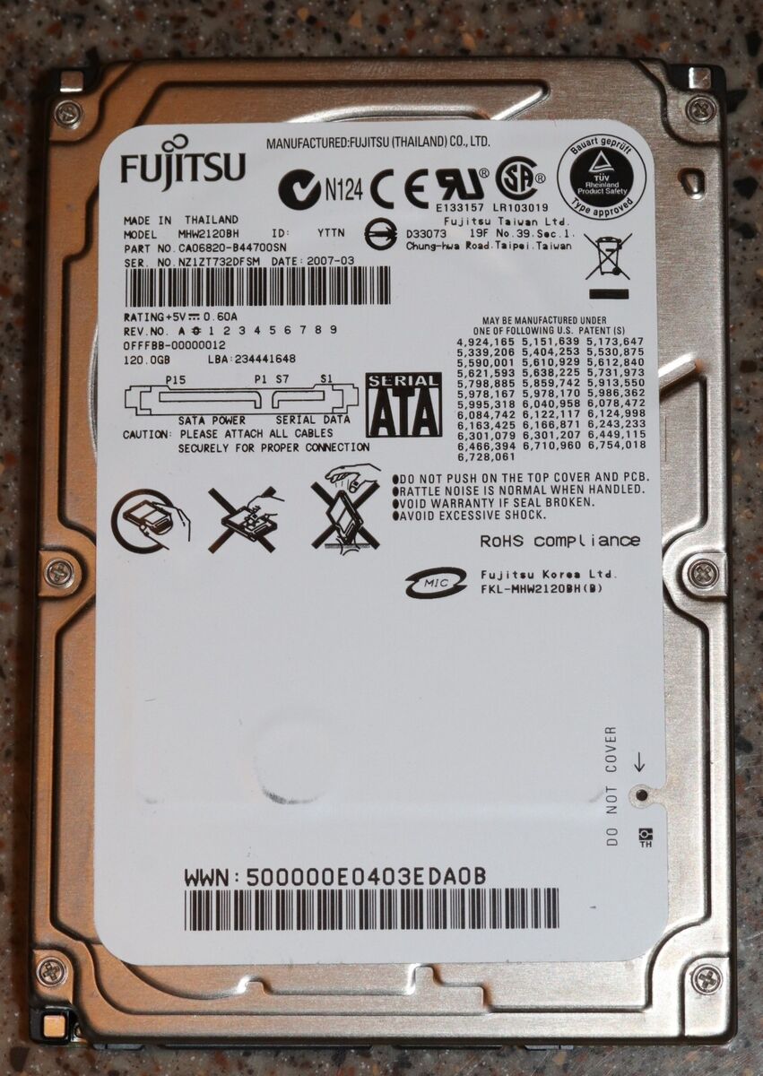 Fujitsu 8 MB Cache 120 GB Storage Capacity Internal Hard Fujitsu 8 MB Cache 120 GB Storage Capacity Internal Hard