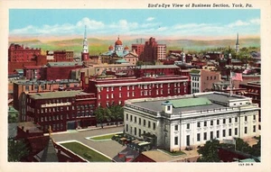 York, Pennsylvania Postkarte Geschäftsviertel Vogelperspektive ca. 1930er Jahre N1 - Bild 1 von 2