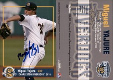 Miguel Yajure Signed 2018 Grandstand Charleston RiverDogs #NNO Card Auto AU