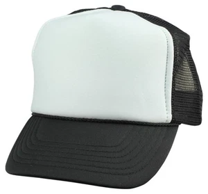 Youth Trucker Hat Ball Cap Mesh Kids Blank Plain S XS Red Blue Gray Black White - Picture 1 of 110